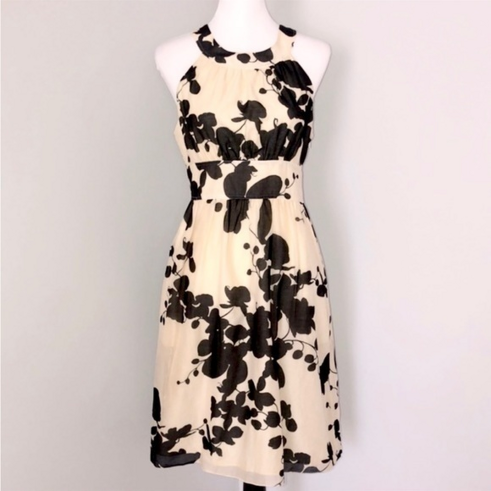 Martin+Osa - Halter Cream/Black Floral‎ Summer Dress